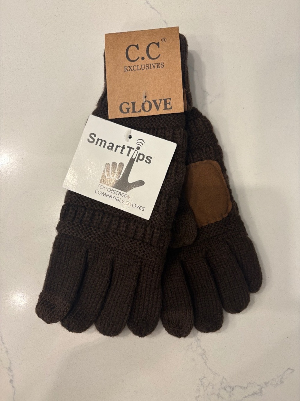 Brown C.C Ribbed Gloves